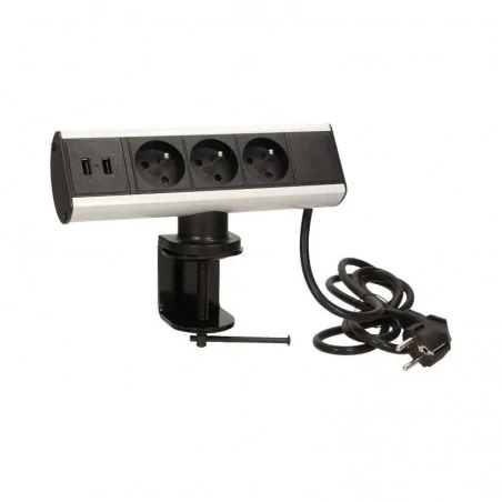 Gniazda-meblowe - meblowe gniazdo nablatowe z uchwytem montażowym usb 3x2p+z 2xusb or-ae-13101 orno 