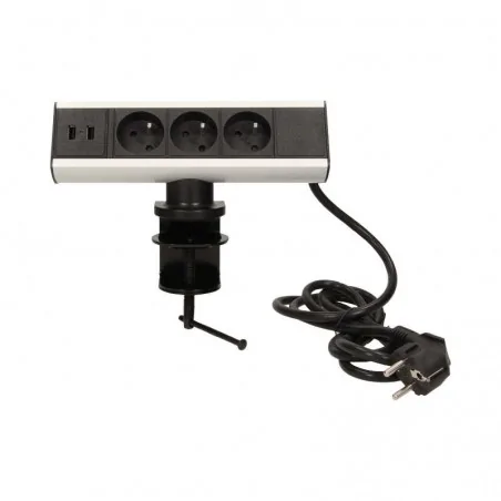Gniazda-meblowe - meblowe gniazdo nablatowe z uchwytem montażowym usb 3x2p+z 2xusb or-ae-13101 orno 