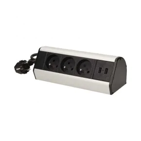 Gniazda-meblowe - gniazdo meblowe z zaciskami śrubowymi i ładowarką usb 3x2p+z 2xusb or-ae-13105 orno 