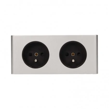 Gniazda-meblowe - gniazdo podwójne podszafkowe bez wyłącznika 2x2p+z srebrne or-ae-1383 orno 