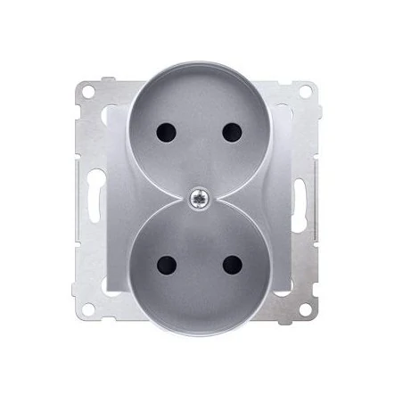 Gniazda-podwojne-podtynkowe - gniazdo podwójne bez uziemienia z przesłonami do ramek nature srebrny mat dg2mzn.01/43 simon 54 nature kontakt-simon 