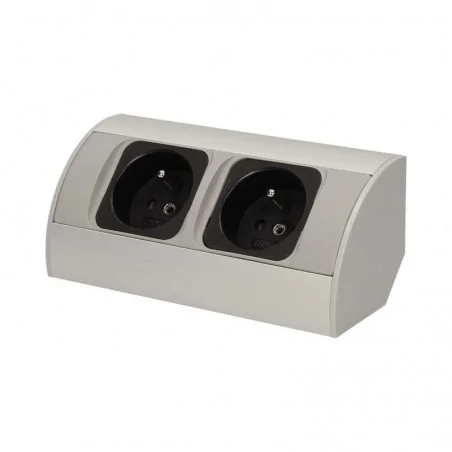 Gniazda-meblowe - podwójne gniazdo meblowe bez wyłącznika srebrne 2x2p+z or-ae-1303/g orno 