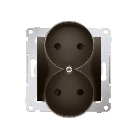 Gniazda-podwojne-podtynkowe - gniazdo podwójne bez uziemienia z przesłonami do ramek nature brąz dg2mzn.01/46 simon 54 nature kontakt-simon 