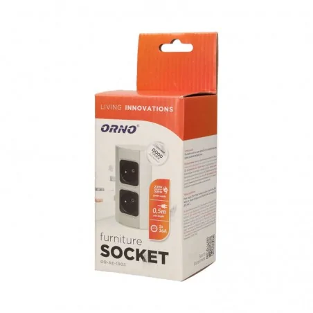 Gniazda-meblowe - podwójne gniazdo meblowe bez wyłącznika srebrne 2x2p+z or-ae-1303/g orno 