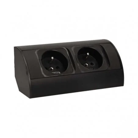Gniazda-meblowe - czarne gniazdo meblowe bez wyłącznika 2x2p+z or-ae-1303/b orno 