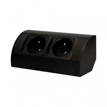 Gniazda-meblowe - czarne gniazdo meblowe bez wyłącznika 2x2p+z or-ae-1303/b orno 