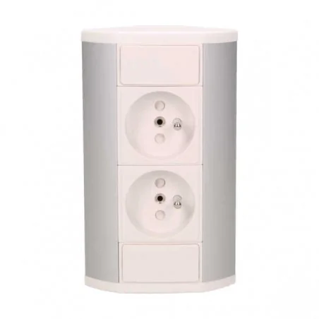 Gniazda-meblowe - gniazdo meblowe biało-srebrne 2x2p+z 3680w or-gm-9005/w-g orno 