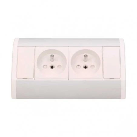 Gniazda-meblowe - gniazdo meblowe biało-srebrne 2x2p+z 3680w or-gm-9005/w-g orno 