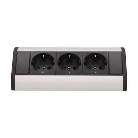 Gniazda-meblowe - czarno-srebrne podszafkowe gniazdo meblowe w wersji schuko 3x2p+z or-gm-9001/b-g(gs) orno 