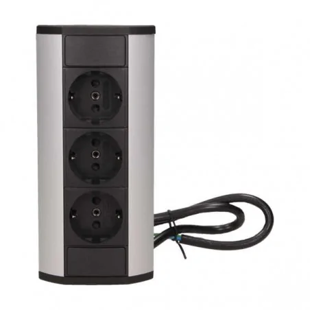 Gniazda-meblowe - czarno-srebrne podszafkowe gniazdo meblowe w wersji schuko 3x2p+z or-gm-9001/b-g(gs) orno 