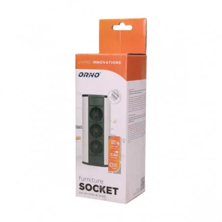 Gniazda-meblowe - czarno-srebrne podszafkowe gniazdo meblowe w wersji schuko 3x2p+z or-gm-9001/b-g(gs) orno 