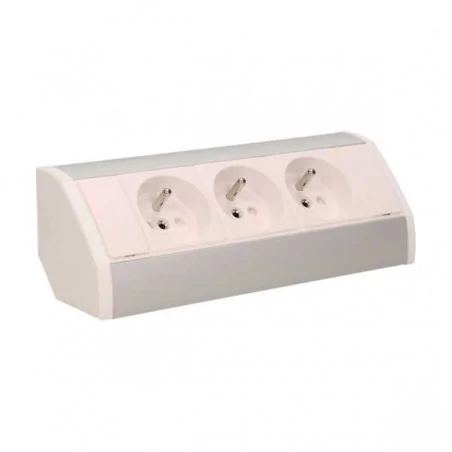 Gniazda-meblowe - biało-srebrne gniazdo meblowe potrójne z uziemieniem 3x2p+z or-gm-9001/w-g orno 