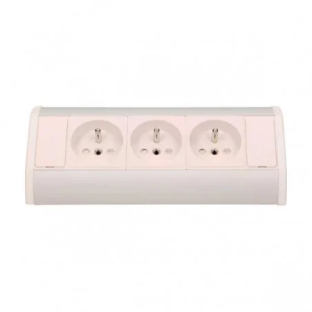 Gniazda-meblowe - biało-srebrne gniazdo meblowe potrójne z uziemieniem 3x2p+z or-gm-9001/w-g orno 