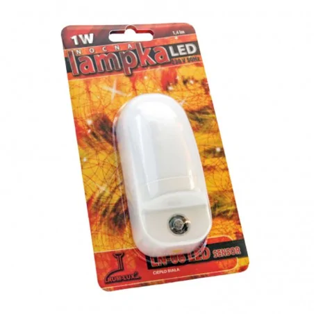 Lampki-do-kontaktu - lampka nocna wtykowa z czujnikiem zmierzchu ln-06 1w led rum-lux 