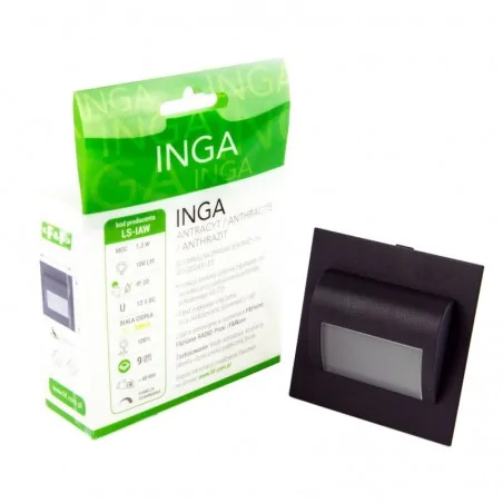 Oswietlenie-schodowe - oprawa schodowa led 1.2w 100lm 3000k 12vdc ip20 antracyt ls-iaw inga f&f 