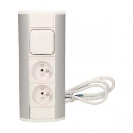 Gniazda-meblowe - gniazdo meblowe z wyłącznikiem biało-srebrne 2x2p+z or-gm-9002/w-g orno 