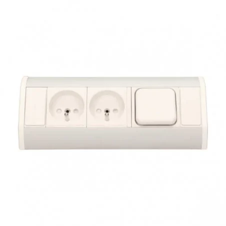 Gniazda-meblowe - gniazdo meblowe z wyłącznikiem biało-srebrne 2x2p+z or-gm-9002/w-g orno 