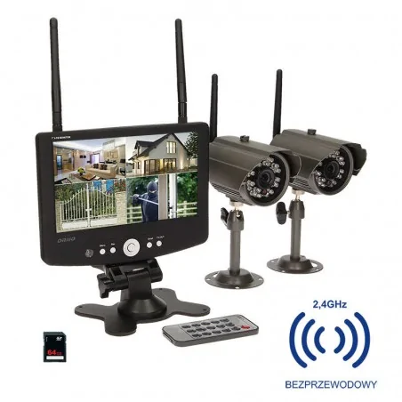 Wideodomofony - system do monitoringu 4-kanałowy bezprzewodowy cctv lcd 7'' 150m or-mt-je-1801 orno 