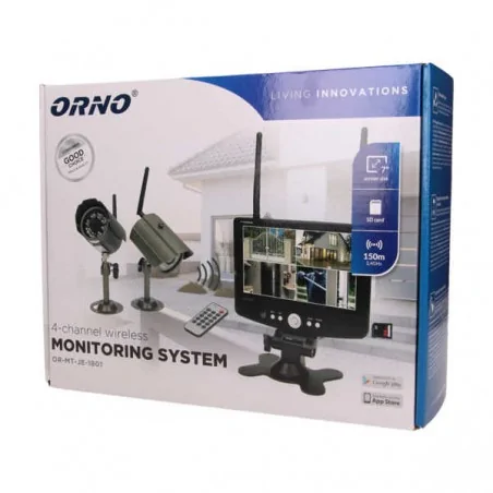 Wideodomofony - system do monitoringu 4-kanałowy bezprzewodowy cctv lcd 7'' 150m or-mt-je-1801 orno 