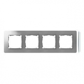 Ramki-poczworne - ramka poczwórna aluminiowa z białym bokiem 8200640-093 simon 82 detail kontakt-simon 