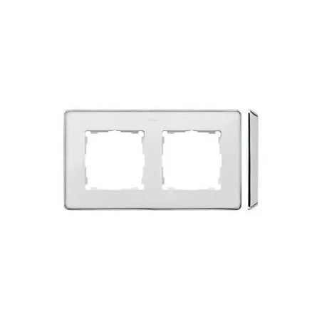 Ramki-podwojne - ramka podwójna biała chromowana 8201620-244 simon 82 detail kontakt-simon 