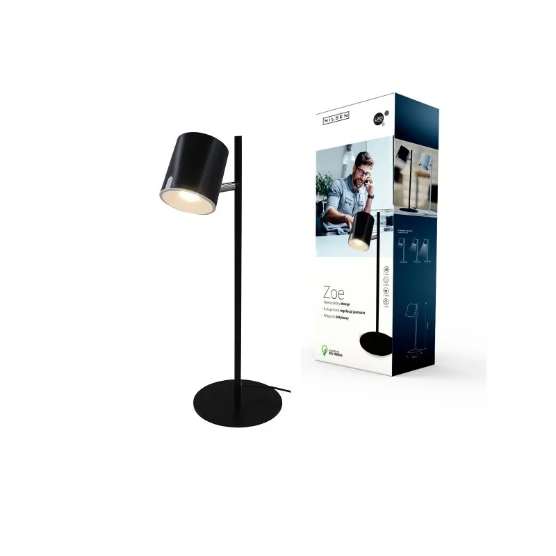 Lampki-biurkowe - czarna lampka led na biurko o mocy 6,5w 4000k 450lm zoe led px043 nilsen firmy NILSEN w cenie 86,28 zł. Gwarantowana dostawa w ciągu 24h.  Lampki-biurkowe - czarna lampka led na biurko o mocy 6,5w 4000k 450lm zoe led px043 nilsen firmy NILSEN