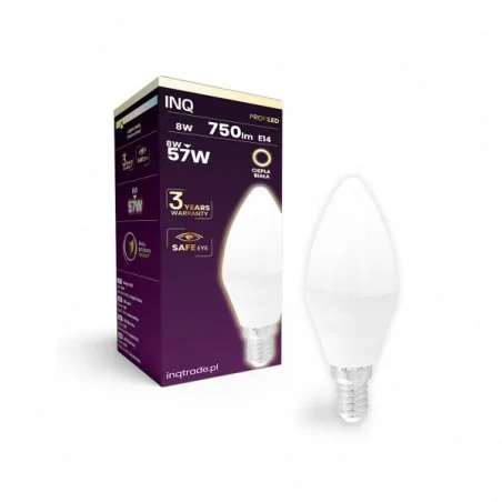 Gwint-trzonek-e14 - led-owa żarówka świeczka e14 profi 8w 750lm b37 840 inq 