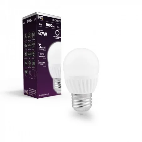 Gwint-trzonek-e27 - ceramiczna żarówka led e27 9w 900lm p45 e27 840 inq 