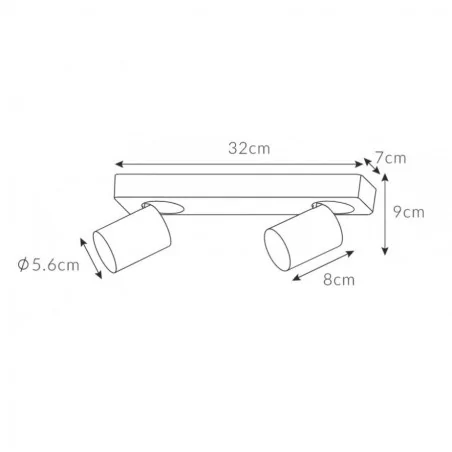 Oprawy-sufitowe - szara lampa sufitowa z podwójnym źródłem światła cleo 2-gr spot 2-50w ozzo 