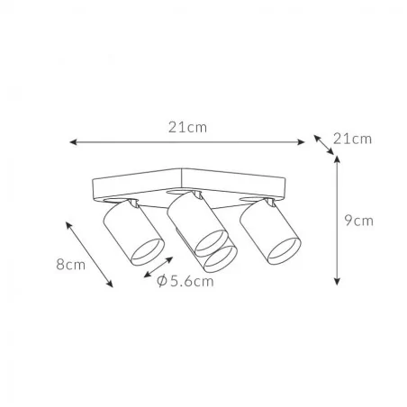 Oprawy-sufitowe - nowoczesna lampa sufitowa czarna cleo 4q-bl spot 4-50w 4 x gu10 ozzo 