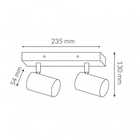 Lampy-sufitowe - podwójna oprawa oświetleniowa lara 2-bl czarna ozzo 