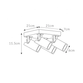 Oprawy-sufitowe - dekoracyjna oprawa sufitowa czarna daisy 4q-bl spot 4-50w ozzo 