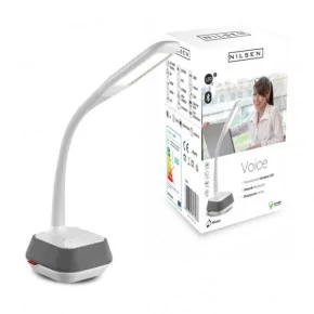 Lampki-biurkowe - lampka biurkowa led z głośnikiem biała 5w 5500k voice hg006 nilsen