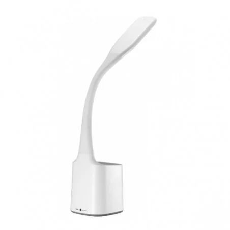 Lampki-biurkowe - biała lampka led na biurko z przybornikiem i funkcją zegarka 6w 5500k hg014 emma nilsen 