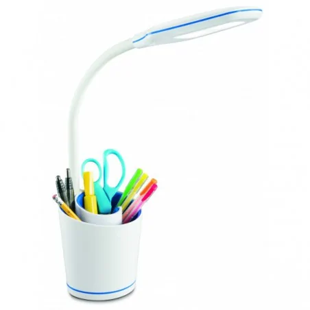 Lampki-biurkowe - biurkowa lampka led z przybornikiem biało-niebieska 6w 4000k elsa px036 nilsen 