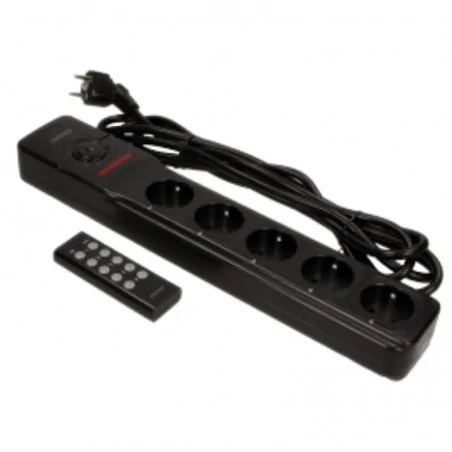 Przedluzacze-elektryczne - przedłużacz 3m 5x z/u niezależnie sterowane pilotem 30m or-ae-13132(gs) orno 