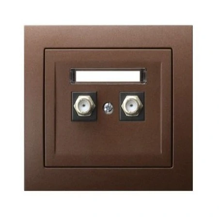 Gniazda-antenowe - brązowe podwójne gniazdo antenowe typu f gpa-2wf/52 kier ospel 