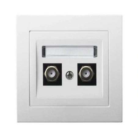 Gniazda-antenowe - białe gniazdo antenowe podwójne typu f gpa-2wf/00 kier ospel 