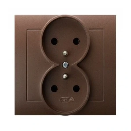 Gniazda-podwojne-podtynkowe - podwójne brązowe gniazdo z uziemieniem gp-2wz/52 kier ospel 