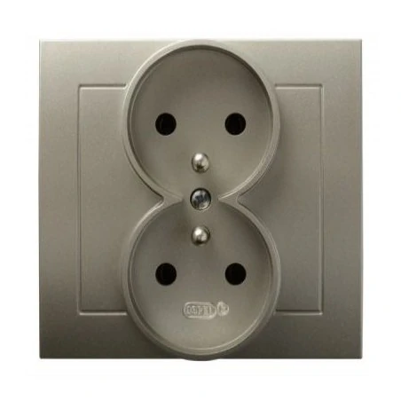 Gniazda-podwojne-podtynkowe - satynowe podwójne gniazdo z uziemieniem gp-2wz/45 kier ospel 