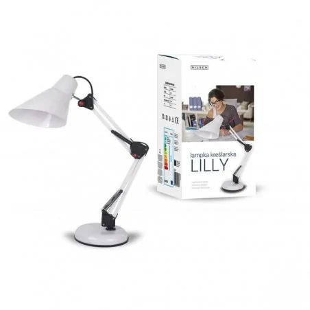Lampki-biurkowe - nowoczesna lampka na biurko biała kreślarska 40w e27 lilly fn017 nilsen 