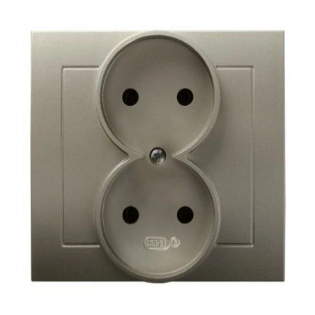 Gniazda-podwojne-podtynkowe - podwójne satynowe gniazdo bez uziemienia gp-2w/45 kier ospel 