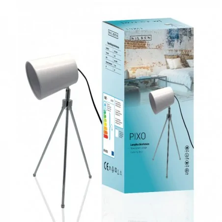 Lampki-biurkowe - lampka biurkowa i stołowa w kolorze białym 60w e27 ls003 pixo nilsen 