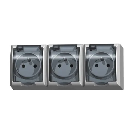 Gniazda-potrojne-natynkowe - hermetyczne gniazdo potrójne natynkowe z klapką dymną gnh-3hz/00/d fala ospel 