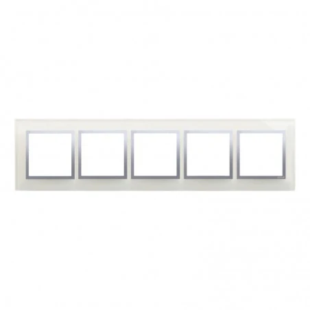 Ramki-pieciokrotne - ramka pięciokrotna szklana srebrna drn5/71 simon 54 nature kontakt-simon 