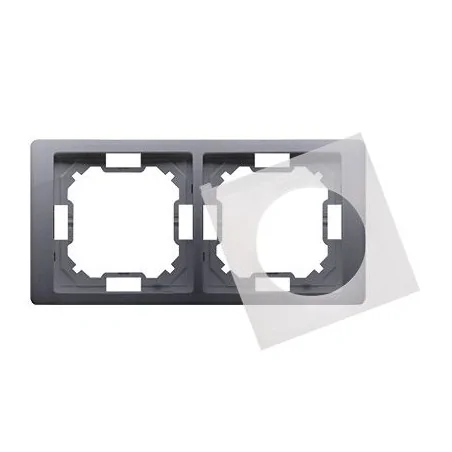 Ramki-podwojne - ramka podwójna ip44 srebrna bmrc2b/43 simon basic neos kontakt-simon 