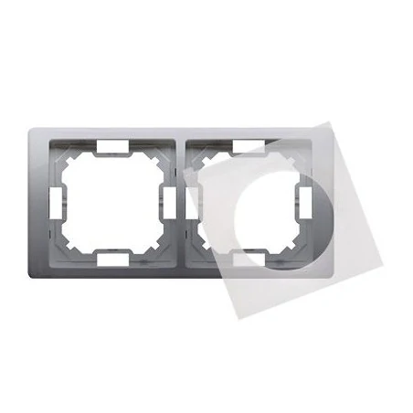 Ramki-podwojne - ramka podwójna ip44 inox bmrc2b/21 simon basic neos, kontakt-simon 
