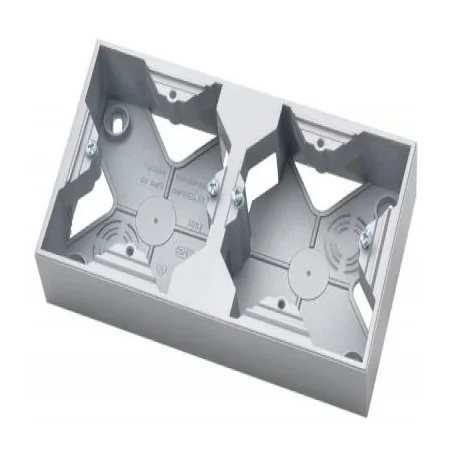 Puszki-natynkowe - srebrna podwójna puszka natynkowa pnp-2y/18 impresja ospel 