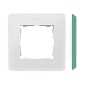  Ramka pojedyncza biała z zieloną wstawką akwamaryn 8200610-202, seria Simon 82 Detail Kontakt-Simon 