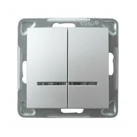Wylaczniki-podwojne - srebrny włącznik świecznikowy z podświetleniem łp-2ys/m/18 impresja ospel 